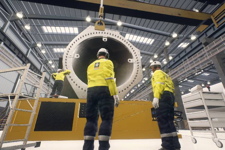 Wind Turbine being assembled for placement at a Forth Green Freeport facility