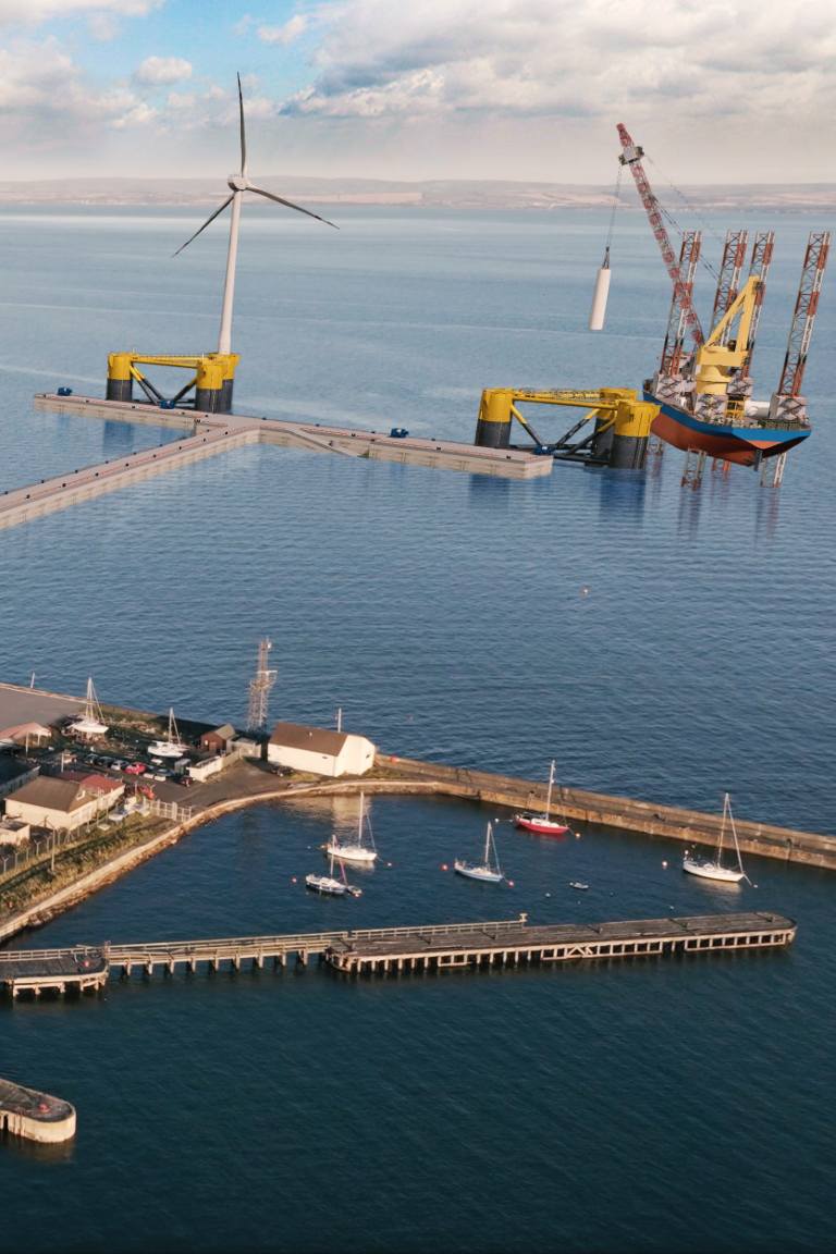 A render of the Burntisland Jetty built and handling offshore windfarm components
